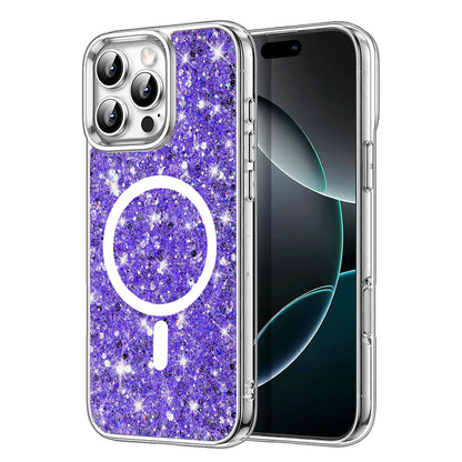 Capa MagSafe para Apple iPhone 16 Pro Max, Techsuit, Sparkly Glitter, Roxo