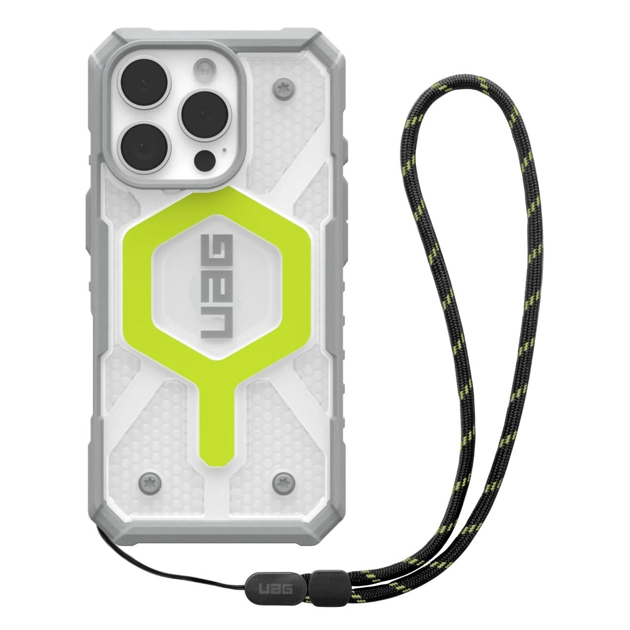Capa MagSafe para Apple iPhone 16 Pro Max, Urban Armor Gear, Pathfinder Clear com Cordão, Verde