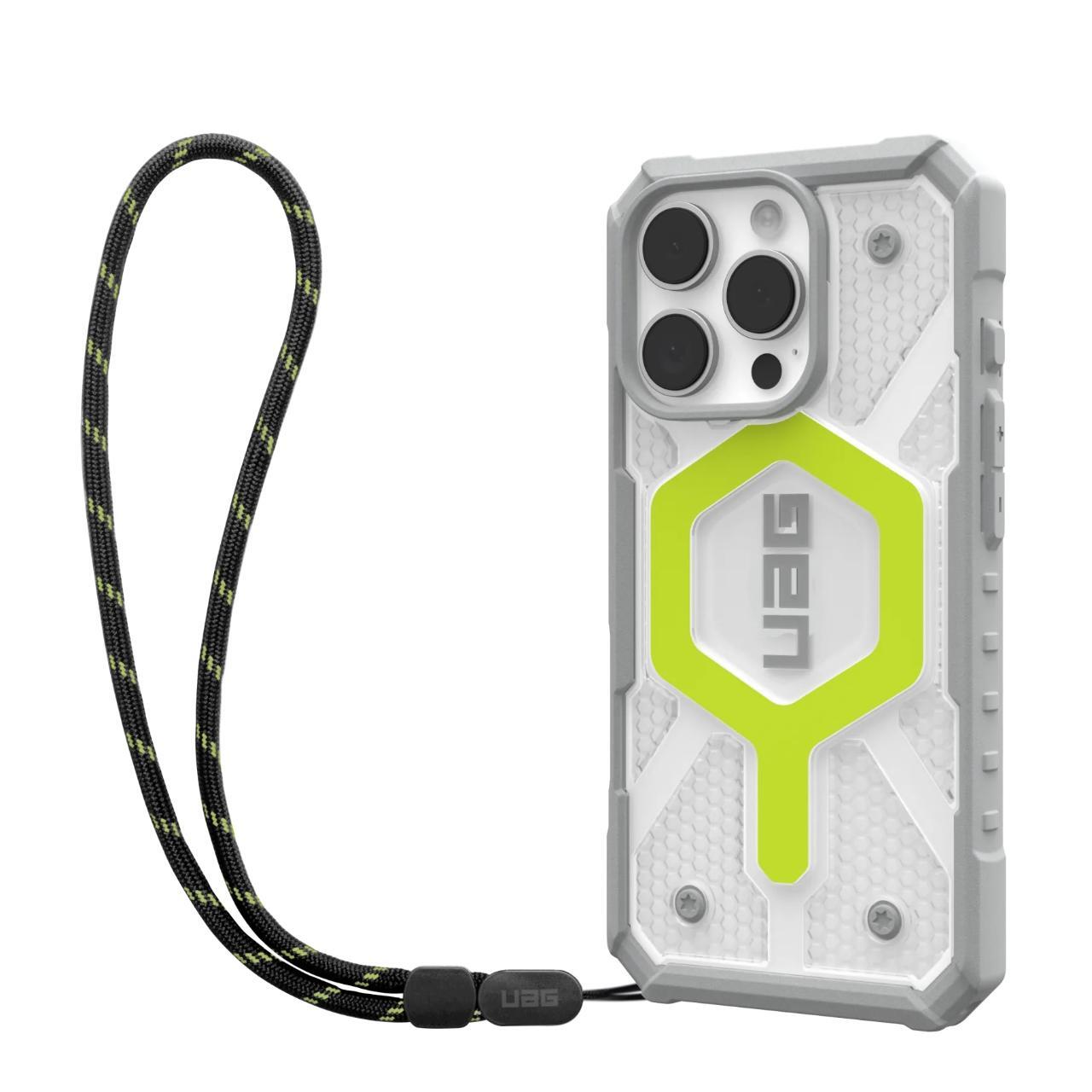 Capa MagSafe para Apple iPhone 16 Pro Max, Urban Armor Gear, Pathfinder Clear com Cordão, Verde