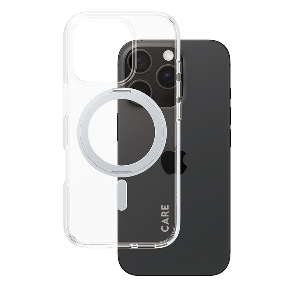 Capa MagSafe para Apple iPhone 16 Pro, PanzerGlass, com Suporte Kickstand, Transparente Prateada
