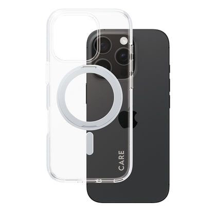 Capa MagSafe para Apple iPhone 16 Pro, PanzerGlass, com Suporte Kickstand, Transparente Prateada