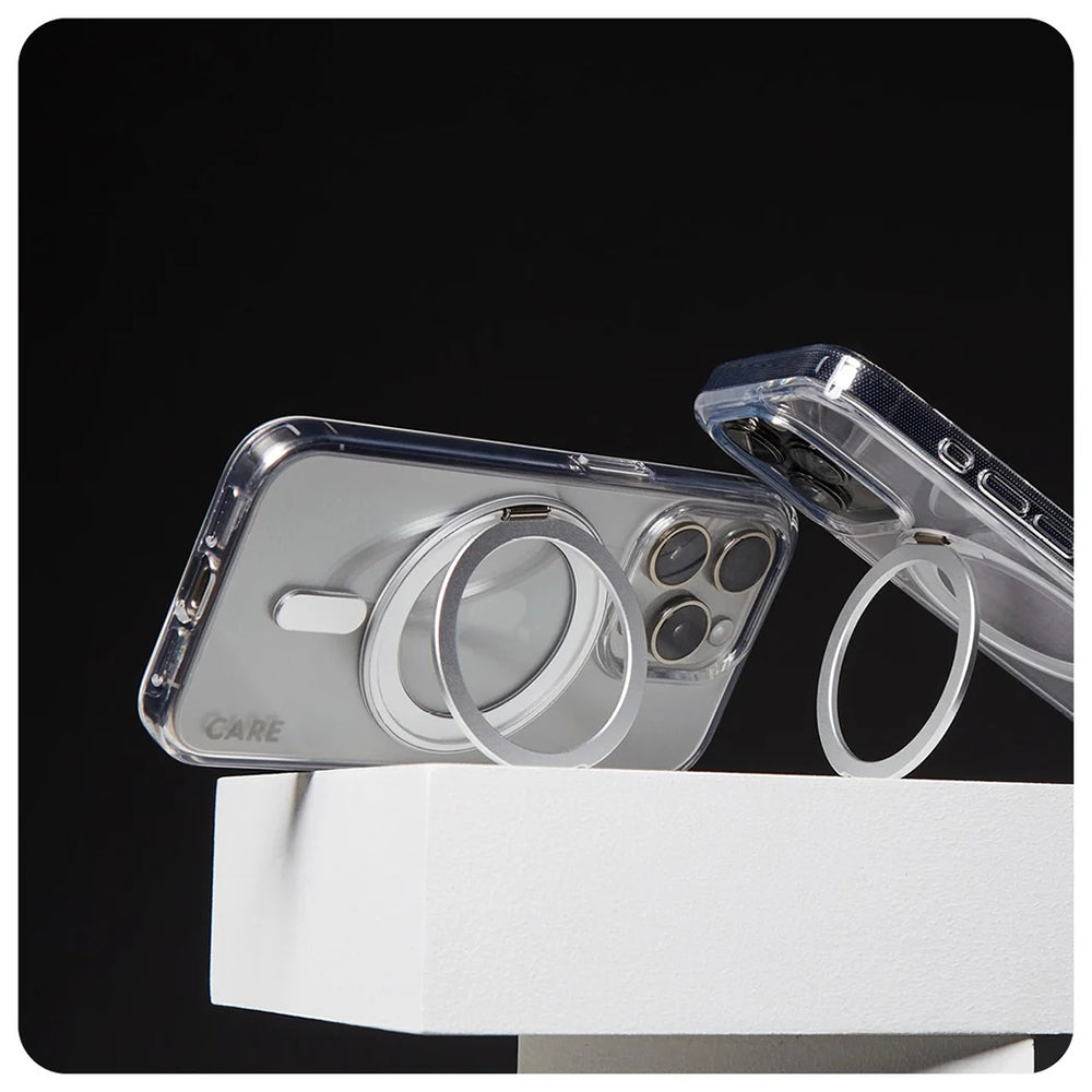 Capa MagSafe para Apple iPhone 16 Pro, PanzerGlass, com Suporte Kickstand, Transparente Prateada