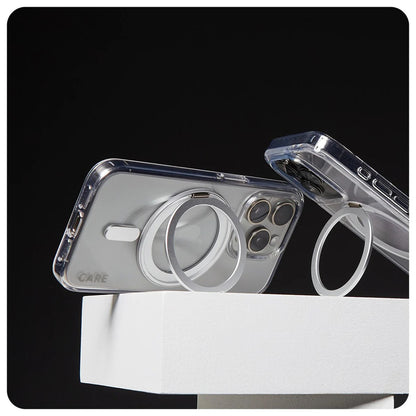 Capa MagSafe para Apple iPhone 16 Pro, PanzerGlass, com Suporte Kickstand, Transparente Prateada