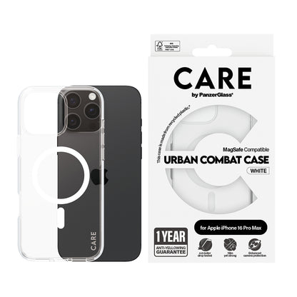 Capa MagSafe para Apple iPhone 16 Pro, PanzerGlass, Care Urban Combat, Transparente Branca
