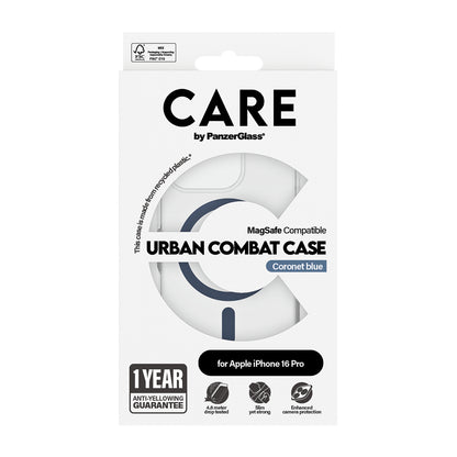 Capa MagSafe para Apple iPhone 16 Pro, PanzerGlass, Care Urban Combat, Transparente Azul