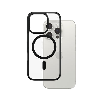Capa MagSafe para Apple iPhone 16 Pro, PanzerGlass, Frame, Transparente Negra