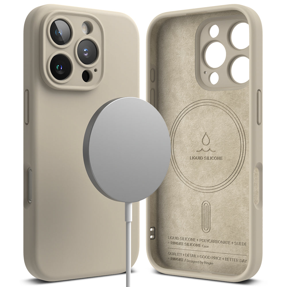 Capa MagSafe para Apple iPhone 16 Pro, Ringke, Silicone, Creme