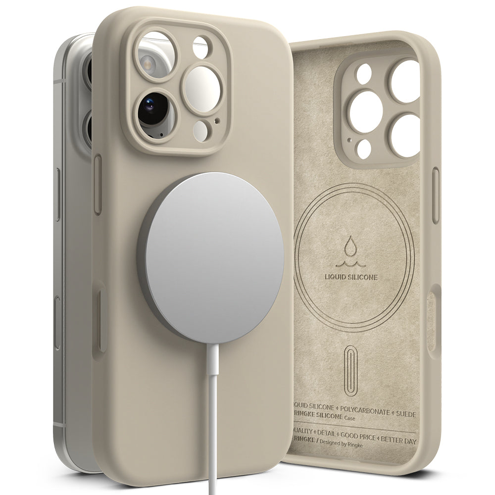 Capa MagSafe para Apple iPhone 16 Pro, Ringke, Silicone, Creme
