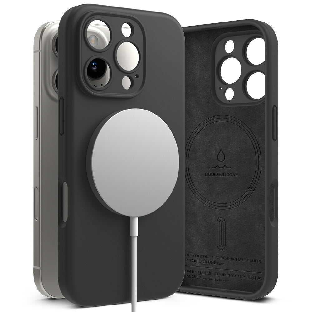 Capa MagSafe para Apple iPhone 16 Pro, Ringke, Silicone, Preta