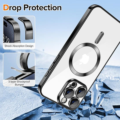 Capa MagSafe para Apple iPhone 16 Pro, Techsuit, Luxury Crystal, Dourada