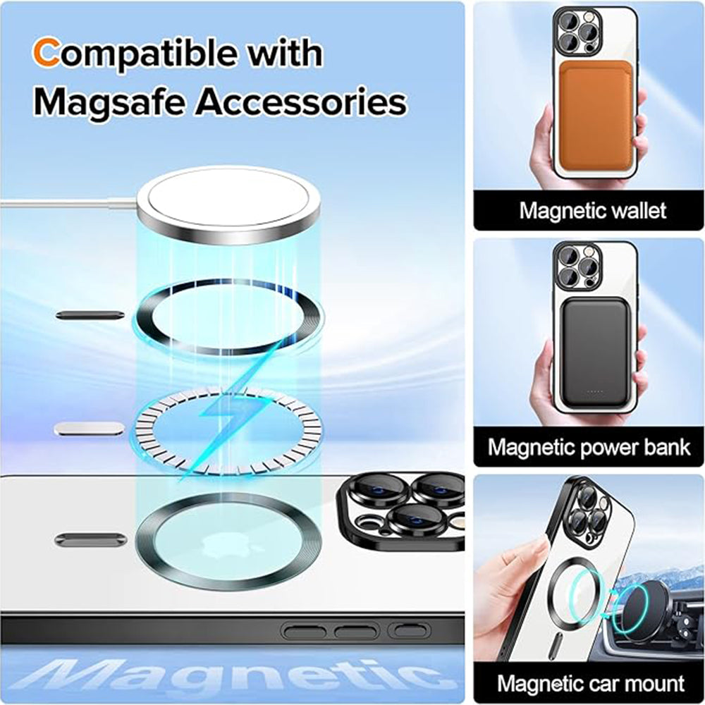 Capa MagSafe para Apple iPhone 16 Pro, Techsuit, Luxury Crystal, Dourada