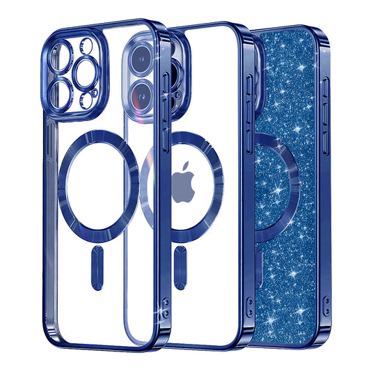 Capa MagSafe para Apple iPhone 16 Pro, Techsuit, Luxury Glitter, Azul Escuro