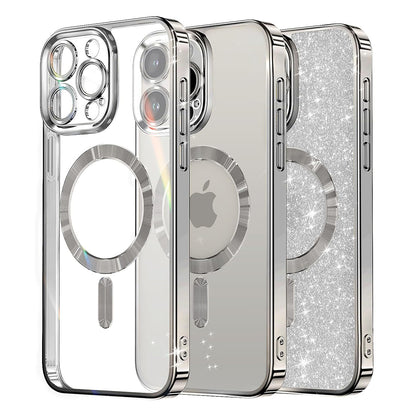 Capa MagSafe para Apple iPhone 16 Pro, Techsuit, Luxury Glitter, Prateada