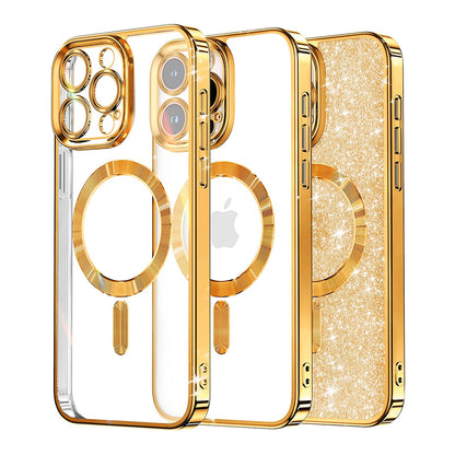Capa MagSafe para Apple iPhone 16 Pro, Techsuit, Luxury Glitter, Dourada