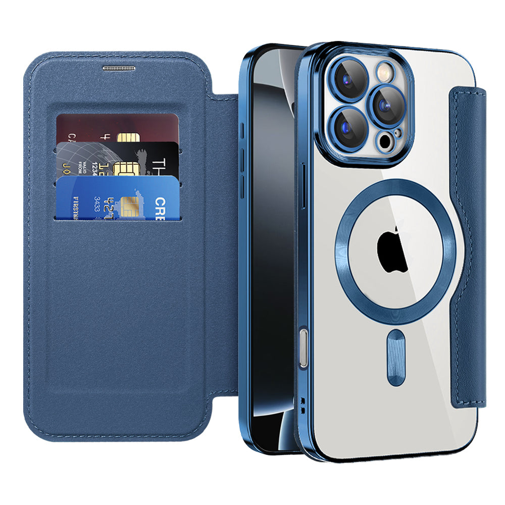 MagSafe Case for Apple iPhone 16 Pro, Techsuit, SmartMag Book, Blue