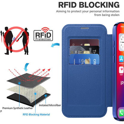 MagSafe Case for Apple iPhone 16 Pro, Techsuit, SmartMag Book, Blue