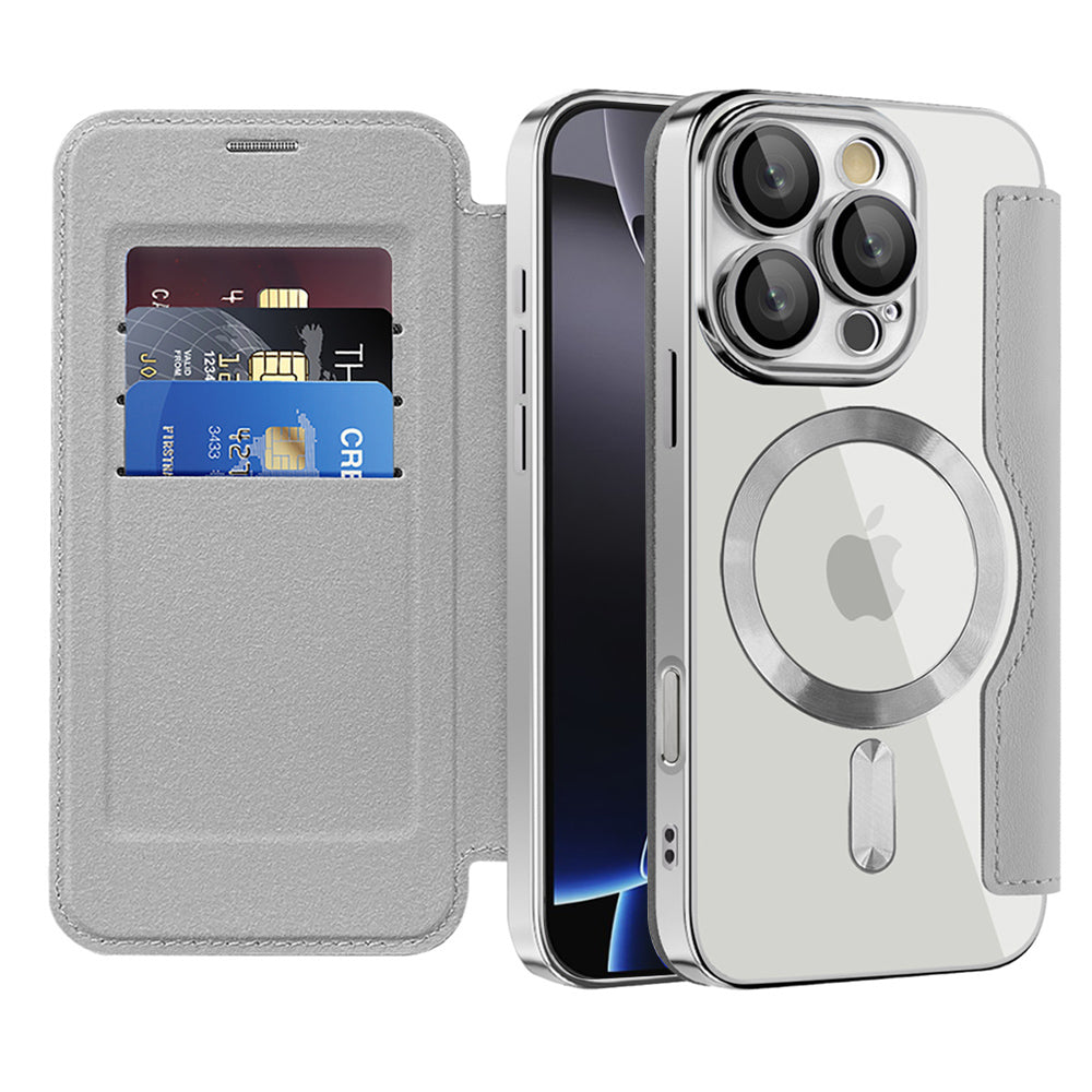 Capa MagSafe para Apple iPhone 16 Pro, Techsuit, SmartMag Book, Cinzento