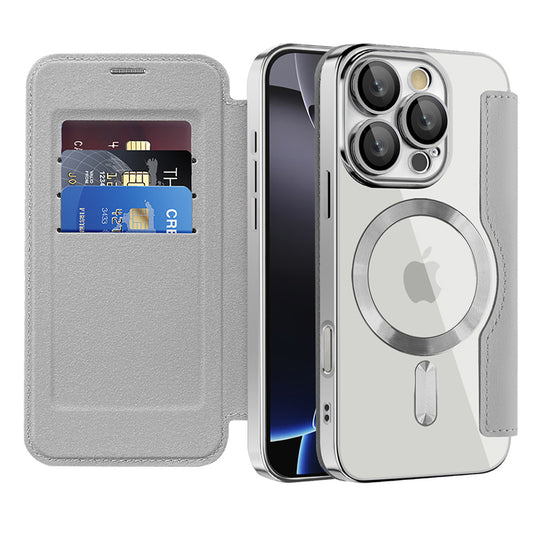 Capa MagSafe para Apple iPhone 16 Pro, Techsuit, SmartMag Book, Cinzento