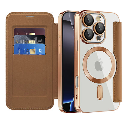 MagSafe Case for Apple iPhone 16 Pro, Techsuit, SmartMag Book, Brown