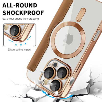 MagSafe Case for Apple iPhone 16 Pro, Techsuit, SmartMag Book, Brown