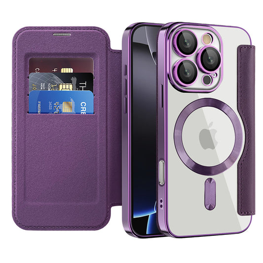 Capa MagSafe para Apple iPhone 16 Pro, Techsuit, SmartMag Book, Roxa