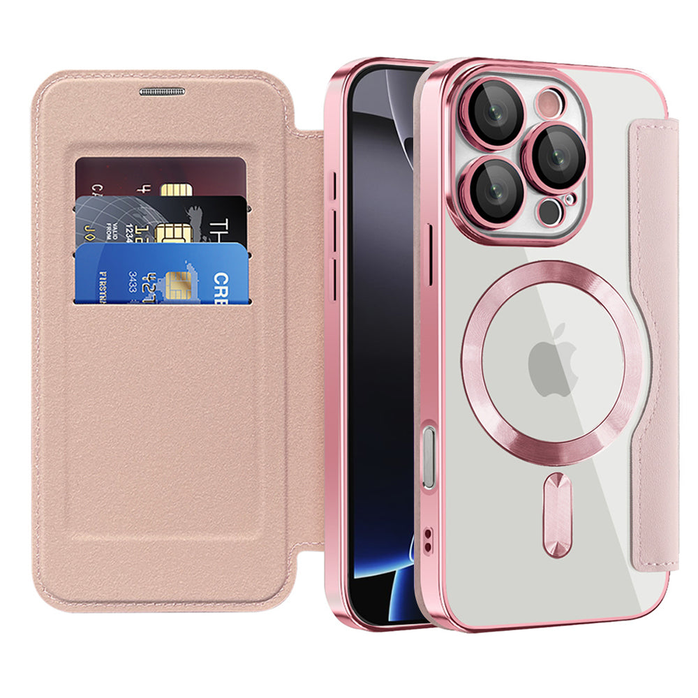 Capa MagSafe para Apple iPhone 16 Pro, Techsuit, SmartMag Book, Rosa