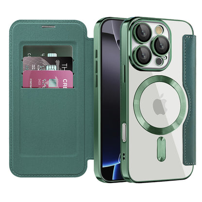 Capa MagSafe para Apple iPhone 16 Pro, Techsuit, SmartMag Book, Verde