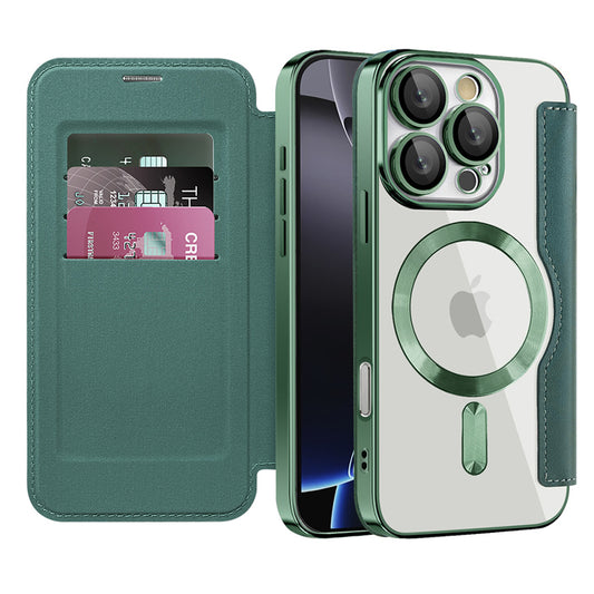 Capa MagSafe para Apple iPhone 16 Pro, Techsuit, SmartMag Book, Verde