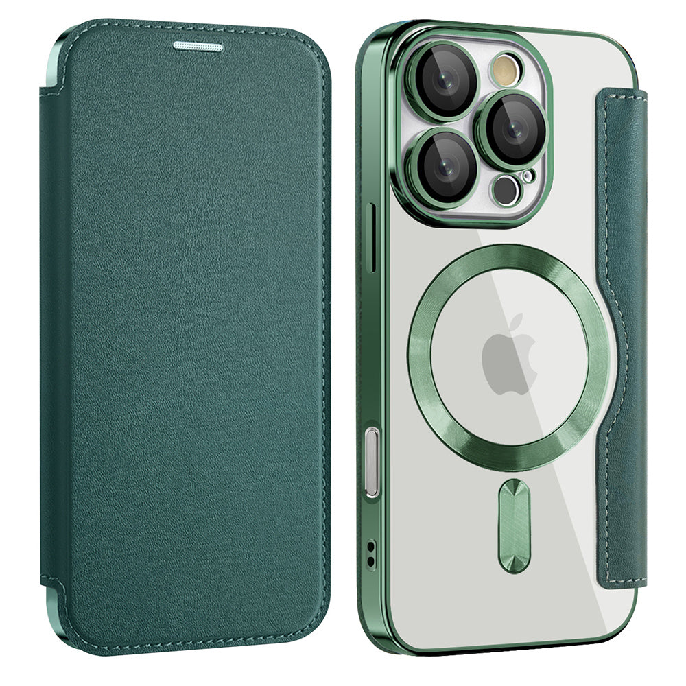 Capa MagSafe para Apple iPhone 16 Pro, Techsuit, SmartMag Book, Verde