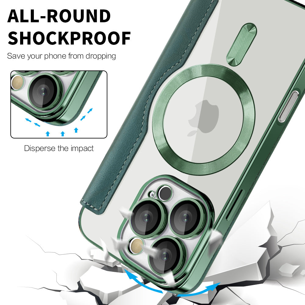 Capa MagSafe para Apple iPhone 16 Pro, Techsuit, SmartMag Book, Verde