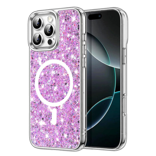 Capa MagSafe para Apple iPhone 16 Pro, Techsuit, Sparkly Glitter, Magenta