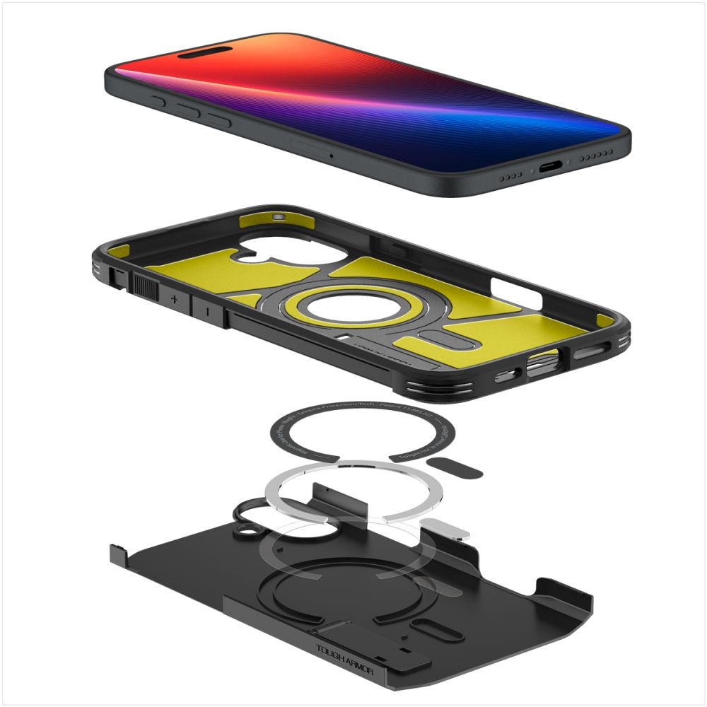 Capa MagSafe para Apple iPhone 16, Spigen, Tough Armor, Preta ACS08216