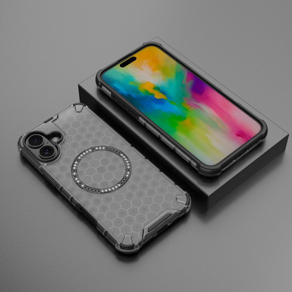 Capa MagSafe para Apple iPhone 16, Techsuit, HoneyComb Shield, Preta