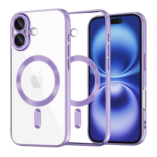 Capa MagSafe para Apple iPhone 16, Techsuit, Luxury Crystal, Roxo Claro