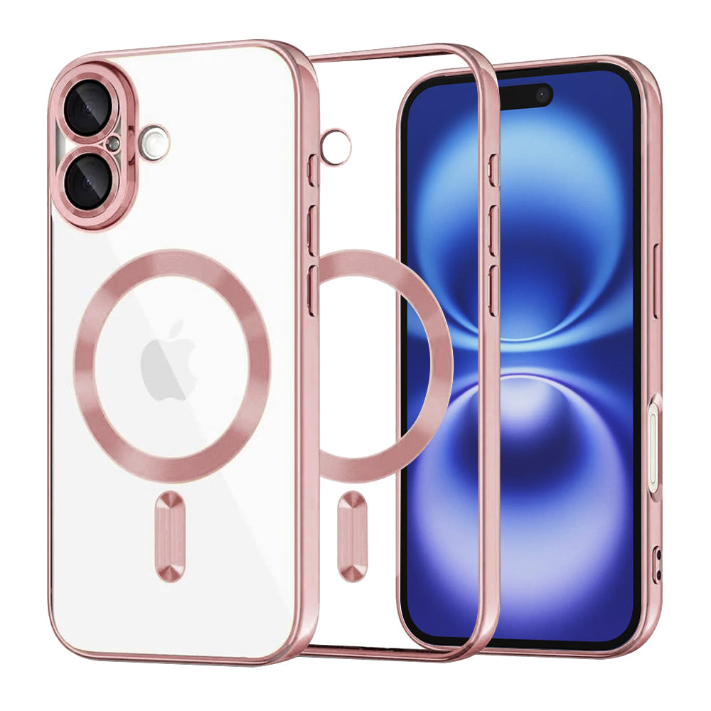 Capa MagSafe para Apple iPhone 16, Techsuit, Luxury Crystal, Rosa