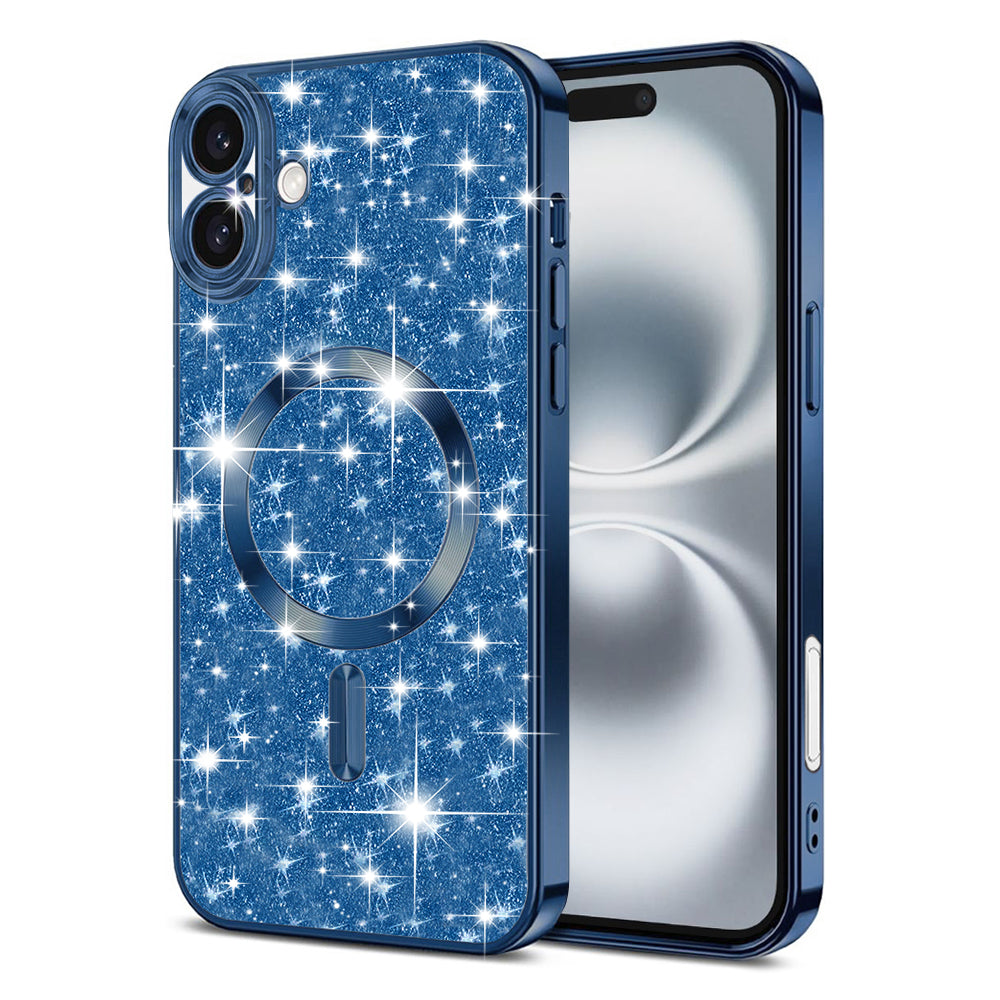 Capa MagSafe para Apple iPhone 16, Techsuit, Luxury Glitter, Azul Escuro