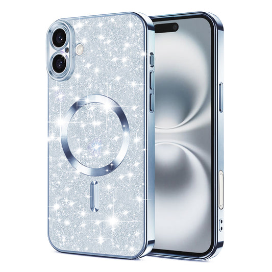 Capa MagSafe para Apple iPhone 16, Techsuit, Luxury Glitter, Azul