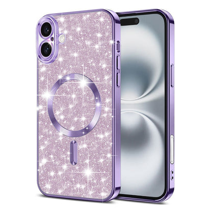 Capa MagSafe para Apple iPhone 16, Techsuit, Luxury Glitter, Roxo Claro
