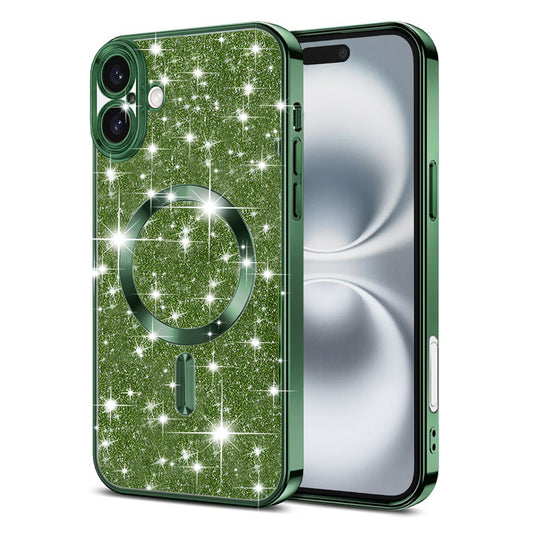 Capa MagSafe para Apple iPhone 16, Techsuit, Luxury Glitter, Verde Escuro