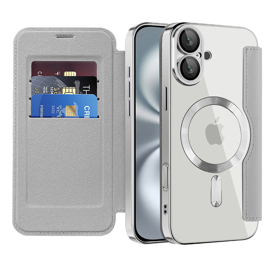 Capa MagSafe para Apple iPhone 16, Techsuit, SmartMag Book, Cinzento