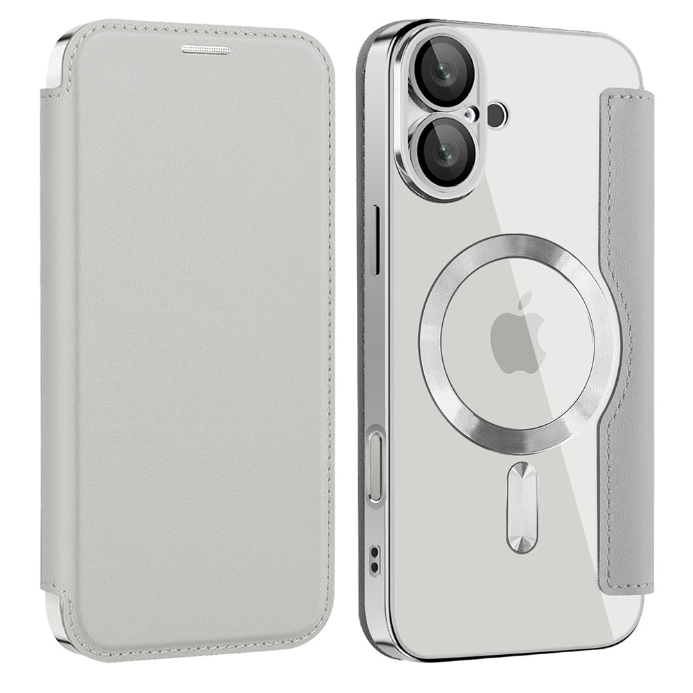 Capa MagSafe para Apple iPhone 16, Techsuit, SmartMag Book, Cinzento