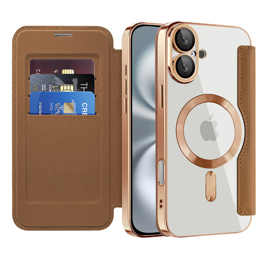 Capa MagSafe para Apple iPhone 16, Techsuit, SmartMag Book, Castanha