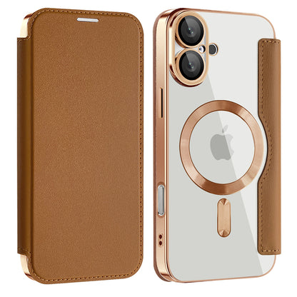Capa MagSafe para Apple iPhone 16, Techsuit, SmartMag Book, Castanha