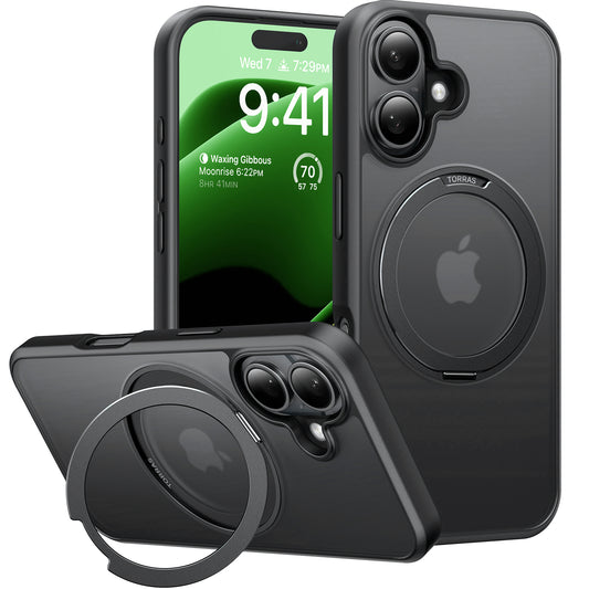 MagSafe Case for Apple iPhone 16, Torras, Ostand Pro, Black
