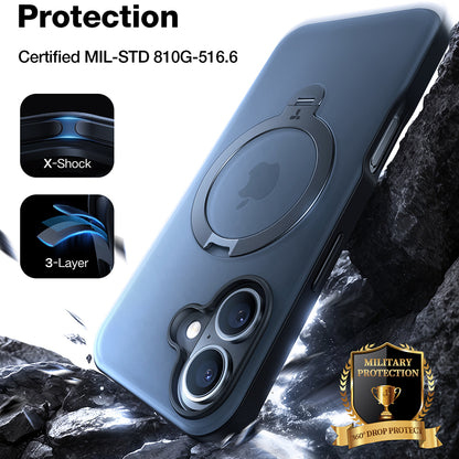 Capa MagSafe para Apple iPhone 16, Torras, Ostand Spin, Transparente