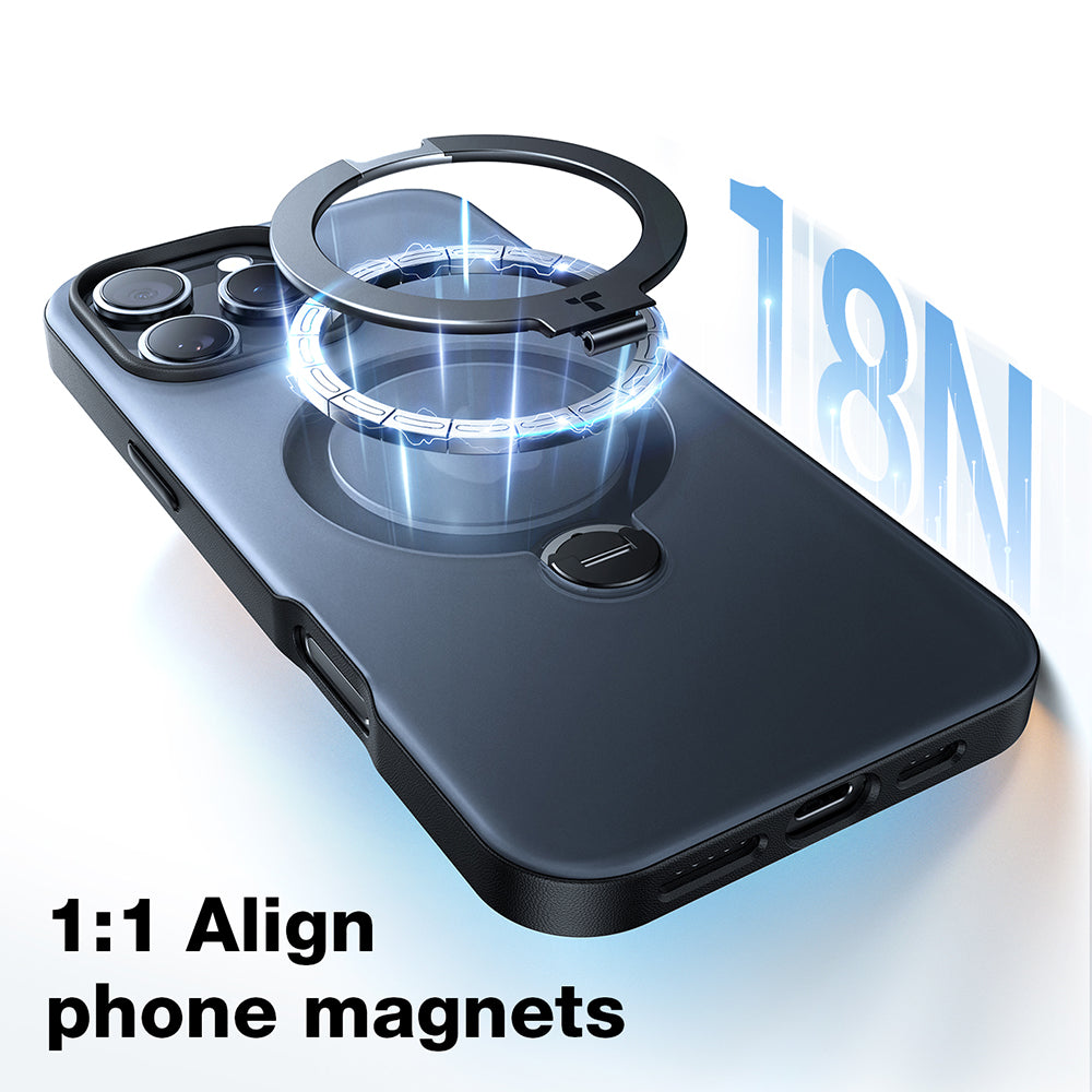 Capa MagSafe para Apple iPhone 16, Torras, Ostand Spin, Transparente