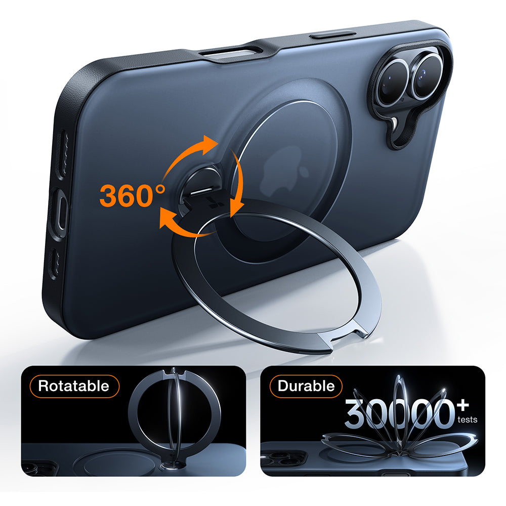 Capa MagSafe para Apple iPhone 16, Torras, Ostand Spin, Transparente