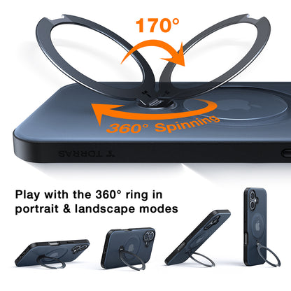 Capa MagSafe para Apple iPhone 16, Torras, Ostand Spin, Transparente