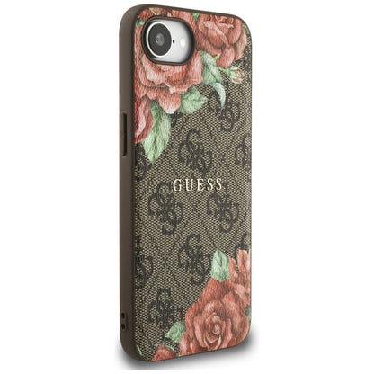 Capa MagSafe para Apple iPhone 16e, Guess, Estampa de Flores 4G, Marrom