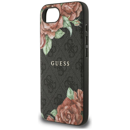 Capa MagSafe para Apple iPhone 16e, Guess, Estampa de Flores 4G, Preta